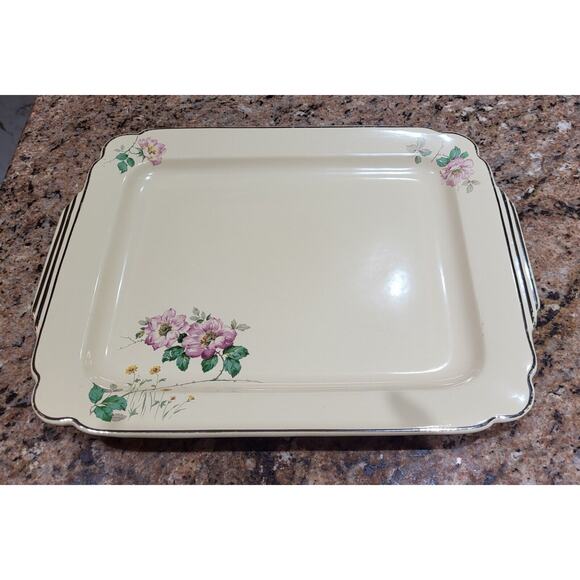 Vintage Homer Laughlin Briar Rose Serving Tray 15 1/4" x 11 1/2", Undamaged Rare - Picture 6 of 14